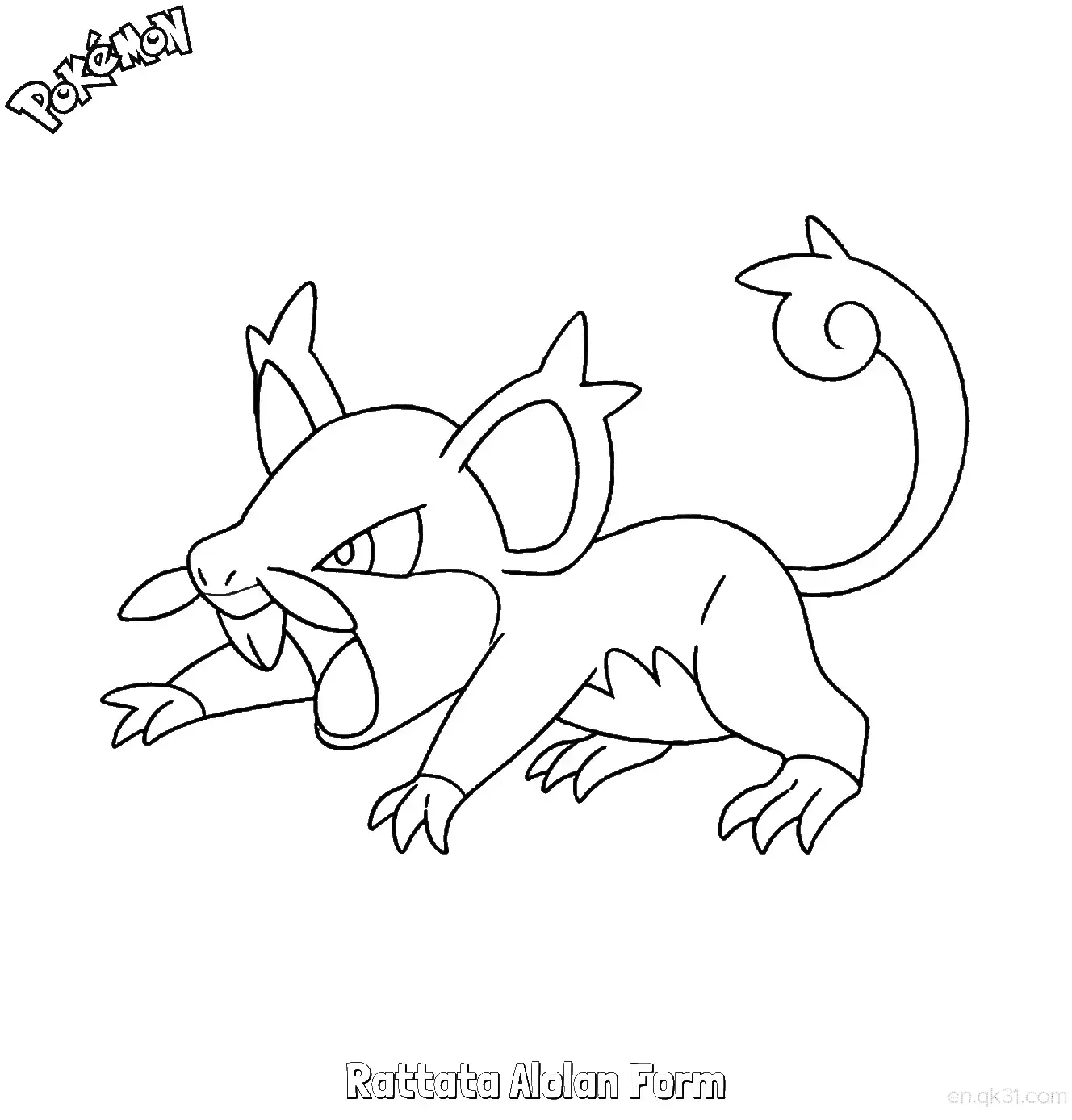 Rattata Alolan Form Coloring Page - Free Printable Pokemon Coloring Sheets – Free Printable Coloring Page for Kids and Adults